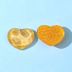 Orange Transparent Resin Cabochons, Heart with Water Ripple, Orange, 17x21mm