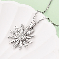 Нержавеющая Сталь Цвет 304 подвесные из нержавеющей стали ожерелья, подсолнечника, не тускнеет, цвет нержавеющей стали, 17.72~18.11 дюйм (45~46 см)