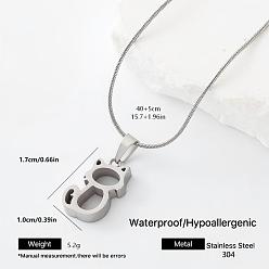 Cat Shape 304 de acero inoxidable collares pendientes, color acero inoxidable, libre de deslustre, forma de gato, 15.75 pulgada (40 cm)