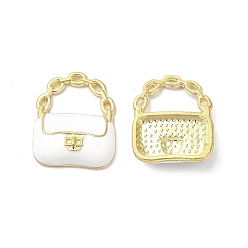 Белый Подвески из эмали и сплава, без кадмия, без никеля и без свинца, золотые, сумочка очарование, белые, 19.5x16x4 мм, отверстие : 6x9 мм