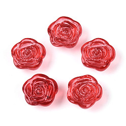Малиновый Прозрачные стеклянные бусины для выпечки, цветок розы, малиновый, 14x14.5x7 мм, отверстие : 1.3~1.4 мм