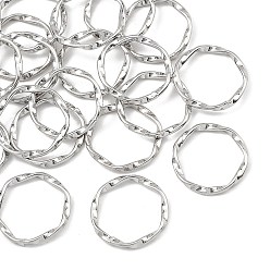 Platinum SHEGRACE Brass Linking Rings, Textured Twisted Ring Shape, Lead Free & Cadmium Free & Nickel Free, Platinum, 19x20x2mm, inner size: 17x15.5mm