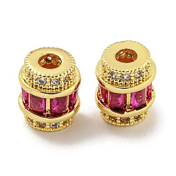 Настоящее золото 18K Стойки обшивки латунь кубического циркония бусы, долговечный, без свинца и без кадмия, колонка, реальный 18 k позолоченный, 7.5x6.5 мм, отверстие : 2 мм