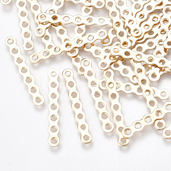 Light Gold Железные прутья Spacer, 7-луночное, без никеля , волна, золотой свет, 24.5x3.5x0.5 мм, отверстие : 1.4 мм