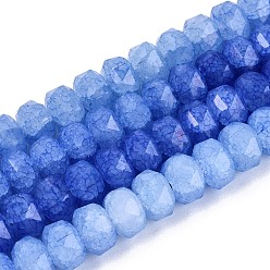 Королевский синий Нити из бусин с эффектом кракелюра, имитирующие нефрит., рондель, граненые, королевский синий, 7.5~8x5~5.5 мм, отверстие : 1.4 мм, около 70~71 шт / нитка, 14.57~14.76 дюйм (37~37.5 см)