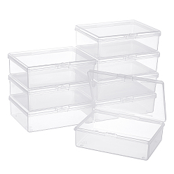 Clear 15Pcs Transparent Plastic Bead Containers, with Hinged Lids, Rectangle, Clear, 7.8x10.55x3.25cm, Inner Diameter: 6.95x9.95cm, 15pcs.