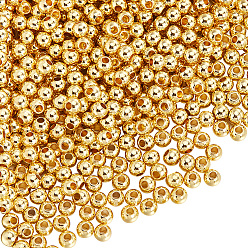 Real 18K Gold Plated Rack Plating and PVD Vacuum Plating Brass Round Spacer Beads, Metal Findings for Jewelry Making Supplies, Real 18K Gold Plated, 4mm, Hole: 1.5mm, 500pcs/set