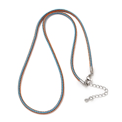 Темно-Голубой 2.5мм нейлоновый плетеный шнур для изготовления ожерелий, с латунными выводами и 304 застежками из лобстера из нержавеющей стали, долговечный, стойки покрытие, платина, глубокое синее небо, 17.72 дюйм (45 см)