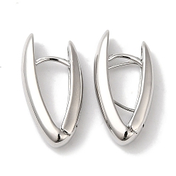 Платинированный Женские серьги-кольца из латуни V-образной формы, Реальная платина, 20.5x4 мм