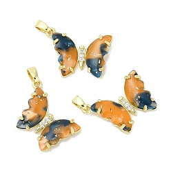 Разноцветный Стойки обшивки латунные подвески, с резионом, цирконий, долговечный, без свинца и без кадмия, реальное золото 18 тыс., бабочка, красочный, 24x20x4.5 мм, отверстие : 3.5 мм