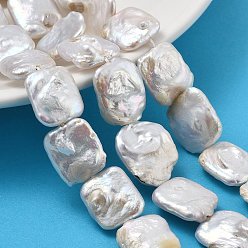 Белый Дым Натуральный жемчуг в стиле барокко кеши, культивированный пресноводный жемчуг, прямоугольные, класс +, серый, 14~17x14~17x5~7 мм, отверстие : 0.6 мм, около 24 шт / нитка, 14.76''~15.55'' (37.5~39.5 см)