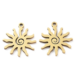 Настоящее золото 18K Ионное покрытие (ip) 304 подвески из нержавеющей стали, без никеля , очарование солнца, реальный 18 k позолоченный, 17x15x1 мм, отверстие : 1.2 мм