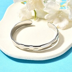 Нержавеющая Сталь Цвет Не тускнеющие 304 браслеты-манжеты из нержавеющей стали, волнистые открытые браслеты для женщин, цвет нержавеющей стали, внутренний диаметр: 2-1/4x1-7/8 дюйм (5.8x4.9 см), 9 мм