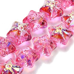 Ярко-Розовый Гальваническая краска для запекания стеклянные бусины нити, звезда, с покрытием AB цвета, с половиным покрытием, ярко-розовый, 17x17.5x12 мм, отверстие : 1.2 мм, около 40 шт / нитка, 24.41'' (62 см)