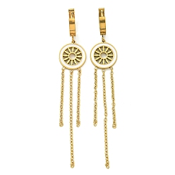 Золотой Ионное покрытие (ip) 304 серьги-кольца из нержавеющей стали, с эмалью, плоско-круглые, золотые, 80x13.4 мм