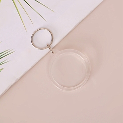 Круглые Прозрачная фоторамка, пустые акриловые брелки, с раздельными брелоками, круглые, 4 см