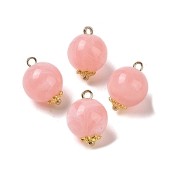 Светло-Коралловый Двухцветные акриловые подвески, с медными петлями, круглые, свет коралловый, 16.5x12 мм, отверстие : 1.8 мм