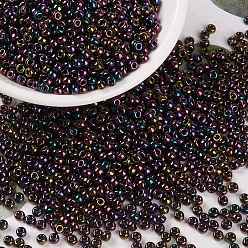 (RR454) Metallic Dark Plum Iris MIYUKI Round Rocailles Beads, Japanese Seed Beads, (RR454) Metallic Dark Plum Iris, 8/0, 3mm, Hole: 1mm, about 2111~2277pcs/50g