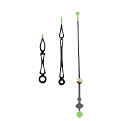 Black Aluminum Long Shaft Clock  Pointer, Clock Hands for Replacement Clock, Black, 60~135x8~10x1.5~1.7mm, hole: 3.3~5.5mm, 3Pcs/set