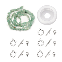Aventurine DIY Bracelets Necklaces Jewelry Sets, Natural Green Aventurine Chips Beads Strands, Toggle Clasps, Lobster Claw Clasps and Elastic Wire, 12.6x10.6x2.1cm