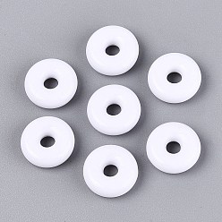 Donut Акриловые бусины, непрозрачный, белые, пончик, 14x5 мм, отверстие : 3.5 мм, Около 793 шт / 500 г