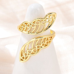 Бабочка Латунь регулируемые манжеты кольца, стойки покрытие, долговечный, без кадмия и без свинца, реальный 18 k позолоченный, бабочка, размер США 7 1/4 (17.5 мм)