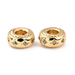 Настоящее золото 18K Латунные микропаве из прозрачного кубического циркония, долговечный, без кадмия и без свинца, RONDELLE звездочкой, реальный 18 k позолоченный, 7.5x3.5 мм, отверстие : 3 мм