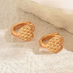 Сердце Латунные серьги обруча, розовое золото , сердце, 9x9 мм