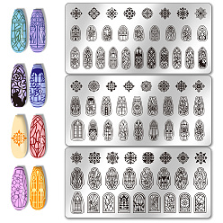 Mixed Shapes Шаблоны для нейл-арта своими руками из нержавеющей стали, шаблонный инструмент, прямоугольные, разнообразные, 12x6 см, 3 шт / комплект