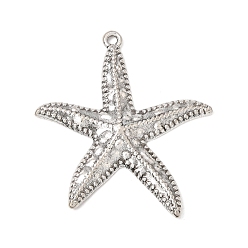 Antique Silver Tibetan Style Alloy Pendants, Starfish Charms, Antique Silver, 42.5x37.5x4mm, Hole: 1.6mm