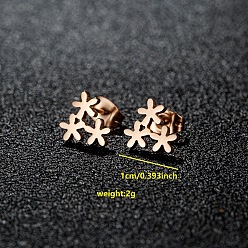 Цветок 201 из нержавеющей стали серьги, розовое золото , цветок, 10 мм