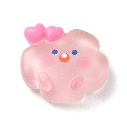 Сердце Прозрачные кабошоны из облачной смолы, блестящие мультяшные облачные кабошоны для изготовления ювелирных изделий, сердце, 19x21.5x9 мм