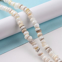 Goldenrod Natural Cultured Freshwater Shell Beads Strands, Dyed, Rondelle, Goldenrod, 6.5~7.5x2~6.5mm, Hole: 1mm, about 85pcs/strand, 14.88 inch(37.8cm)