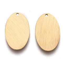 Золотой Ионное покрытие (ip) 304 подвески из нержавеющей стали, пустая бирка с матовой отделкой, лазерная резка, двухсторонний эффект тягового станка, овальные, золотые, 18x11x1 мм, отверстие : 1.2 мм