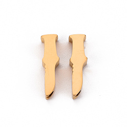 Real 18K Gold Plated 304 Stainless Steel Beads, Laser Cut, Dagger, Real 18K Gold Plated, 15x4x3mm, Hole: 1.5mm
