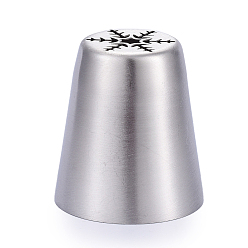 Stainless Steel Color Non-Tarnish Snowflake Stainless Steel Russian Piping Tips, Cake Decorating Tips, for Cupcake Cookies Birthday Party, Stainless Steel Color, 40.5x37mm, Inner Diameter: 35mm