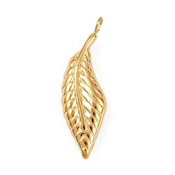 Перо 304 подвески из нержавеющей стали, золотые, перо, 37x11.5x6 мм, отверстие : 3 мм