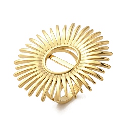 Настоящее золото 18K Ионное покрытие (IP) 304 открытые манжеты из нержавеющей стали с подсолнечником для женщин, реальный 18 k позолоченный, 31 мм, регулируемый