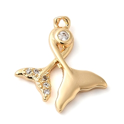 Настоящее золото 18K Латунные микро проложить кубического циркония подвески, без кадмия, без никеля и без свинца, рыбий хвост, реальный 18 k позолоченный, 16x14.5x3 мм, отверстие : 1.2 мм