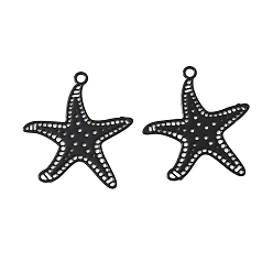 Черный Аэрозольная краска 430 подвески из нержавеющей стали, морская звезда, чёрные, 16x15x0.3 мм, отверстие : 1 мм