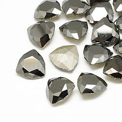 Чёрный Металлический Серебристый Сделай сам указал назад k 9 стеклянные кабошоны со стразами, случайное цветное покрытие, граненые, треугольные, струя металлического серебра, 12x12x4.5 мм