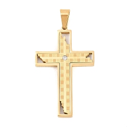 Золотой 304 из нержавеющей стали горный хрусталь подвески, крест прелести, долговечный, вакуумное покрытие pvd, золотые, 47x30x3 мм, отверстие : 8x5 мм