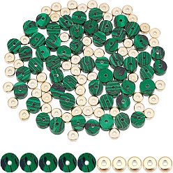 Malachite 1brins de perles de malachite synthétiques, perles heishi, rond plat/disque et perles d'espacement en plastique ccb, plat rond, 100mm, Trou: 6x3mm, Environ 1 pcs/chapelet, 119~131 pouce (14.76~15.74 cm)