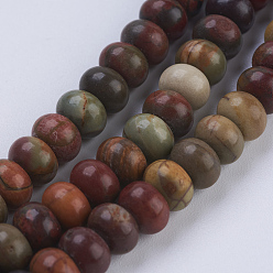 Picasso Jasper Natural Polychrome Jasper/Picasso Stone/Picasso Jasper Beads Strands, Rondelle, 6x4mm, Hole: 0.8mm, about 96pcs/strand, 15 inch