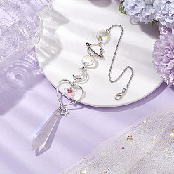 Прозрачный Сплав планета луна подвесные украшения, Стеклянные конусообразные ловцы солнца с кисточками для украшения сада на открытом воздухе, прозрачные, 335 мм