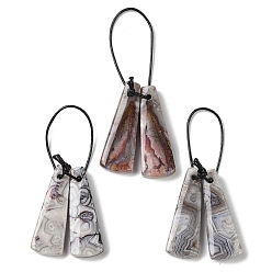 Trapezoid 2шт. подвески из натурального мексиканского агата, подвески с драгоценными камнями, трапециевидные, 28~28.5x10.5x4.5 мм, отверстие : 1.5 мм