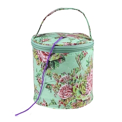 Column Rose Pattern Oxford Zipper Knitting Bucket Bag, Yarn Storage Organizer, Crochet Hooks & Knitting Needles Bag, Column, 14x14.5cm