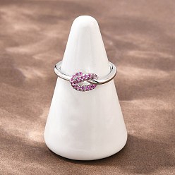 Средний Фиолетово-красный Латунные микро проложить пальцев кольца кубического циркония, узел, стойки покрытие, долговечный, без кадмия и без свинца, платина, средне фиолетовый красный, внутренний диаметр: 18 мм