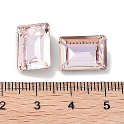 Light Peach Glass Rhinestone Cabochons, Point Back & Back Plated, Faceted, Rectangle, Light Peach, 14x10x5.5mm