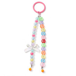 Colorful Acrylic Keychains, with Spray Painted Iron Split Key Rings, Smile Face, Colorful, 17cm